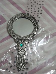 Vintage Handheld Mirror with Gemstone