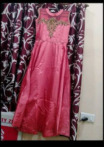 Elegant Pink Ethnic Gown with Embellishment
