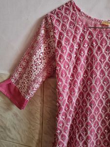 Beautiful Pink Embroidered Kurta