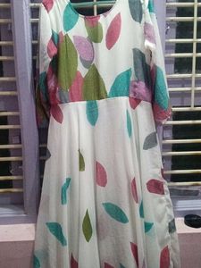 Beautiful Leaf Print Anarkali Gown
