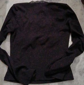 Stylish Plaid Detail Long Sleeve Top
