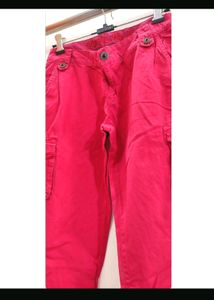 Women Red Cargo Pant