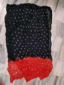 Beautiful Black & Red Bandhani Dupatta