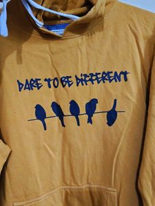 Mustard Yellow Hoodie with Bird Graphic