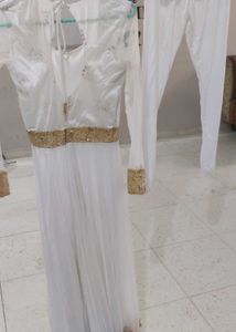 White and Golden sequince anarkali dress