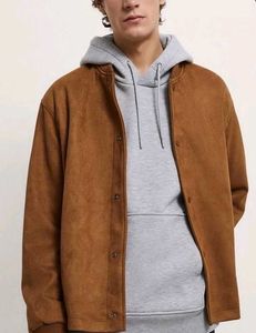 Zara Brown Faux Suede Bomber Jacket