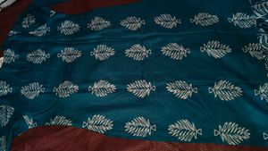New Teal Kurta Set with Leaf Print