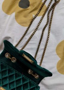 Green Velvet Shoulder/Sling  Bag