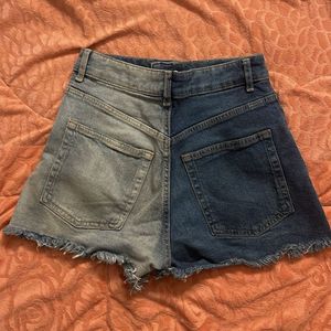 Two-Tone Denim Shorts