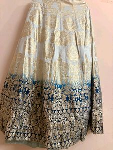Elegant Blue &amp; Gold Lehenga Choli Set