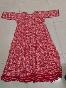 Red Printed Anarkali Kurta
