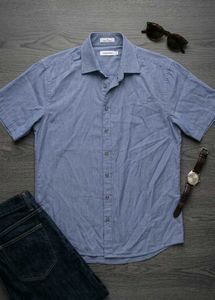 Calvin Klein Men's Blue Short Sleeve Shirt L