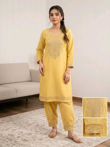 Yellow Embroidered Kurta Set