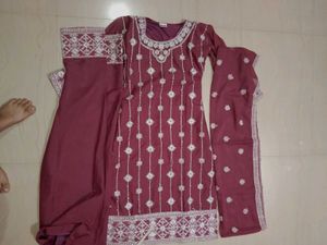 Elegant Maroon Embroidered Kurta Set