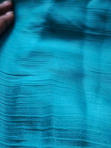 Beautiful Blue Saree with Striped Border