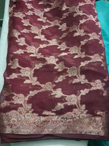 Elegant Maroon Brocade Saree