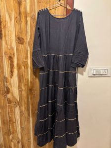Stylish Gray Kurta with Gold Stripes