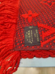 Authentic Louis Vuitton Red Wool Logomania Scarf
