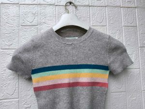 New with tag Korean Striped Knit Cropped Top