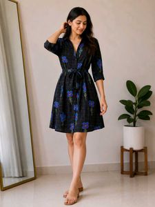 Tokyo talkies Black floral print midi dress