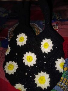 Handmade Crochet Daisy Tote Bag