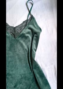 Velvet Camisole with Lace Trim