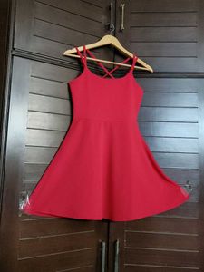 Ginger Red Fit & Flare Cross back strap Mini Dress