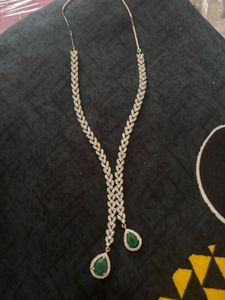 Elegant Cz & Emerald Necklace