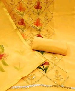 Yellow Floral Kurta dress materials