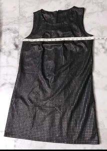 Korean Metallic Grid Print Sleeveless Dress