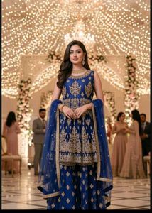 bust 42 Royal Blue Embroidered Lehenga Choli