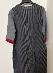 Ethnic Vertical Striped Button-Down Long Kurti
