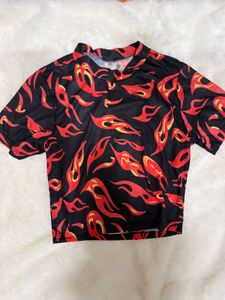 Flame Mesh Crop Top