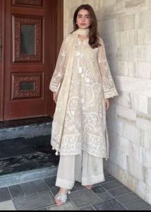 Elegant Cream Embroidered Kurta Set