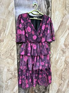 Purple Floral Tiered Dress