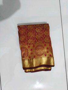 Elegant Red &amp; Gold Silk Saree