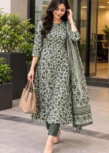 Floral Print Kurta with dupatta