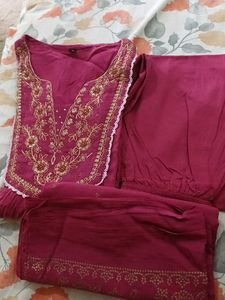 Embroidered Kurta with Pants and Dupatta
