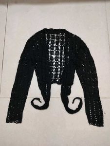 Black Crochet Knit Bolero Shrug