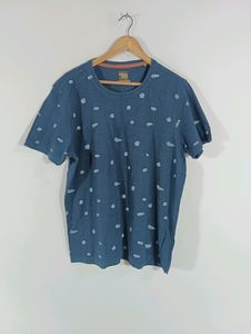 Navy Blue Printed Casual T-shirt (Men)