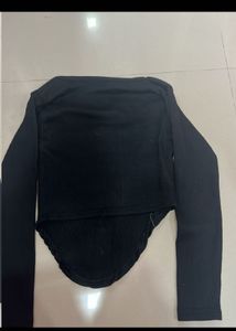Black Button Detail Long Sleeve Top