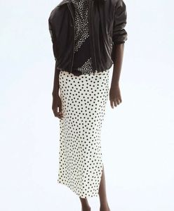 H&M Polka Dot Draped Midi Skirt