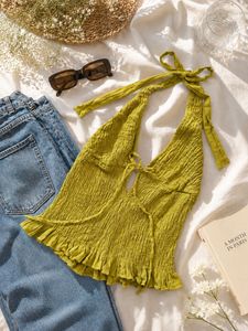 Chic Ruched Halter Neck Top