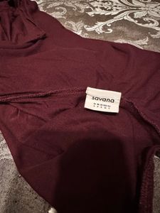 V-Neck Burgundy Bodysuit