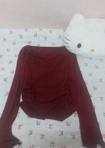 Burgundy Asymmetric Long Sleeve Top