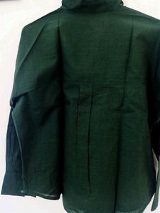 Elegant Green Long Sleeve linen Top