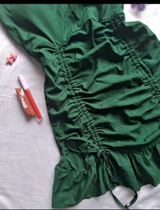 Green Ruched Mini Dress
