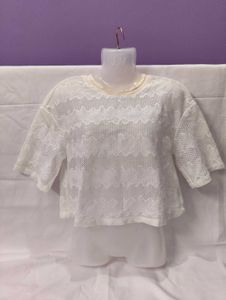 Sheer White Lace Cropped Top