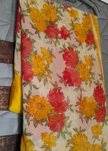 Vibrant Floral Print Saree