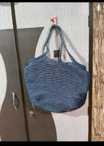 Blue Woven Shoulder Bag